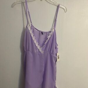 i Collection Lavendar Lace teddy with thongs, size 1X